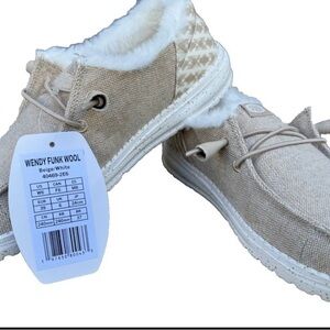Hey Dude Beige and White Women's Moccasins